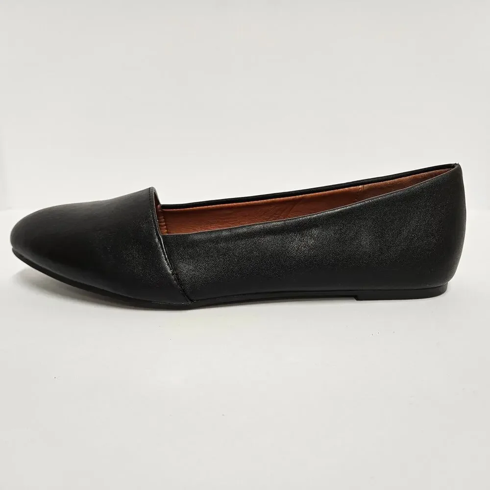 Black Faux Leather No Call Sharon Flats Padded‎ Footbed Size 10M